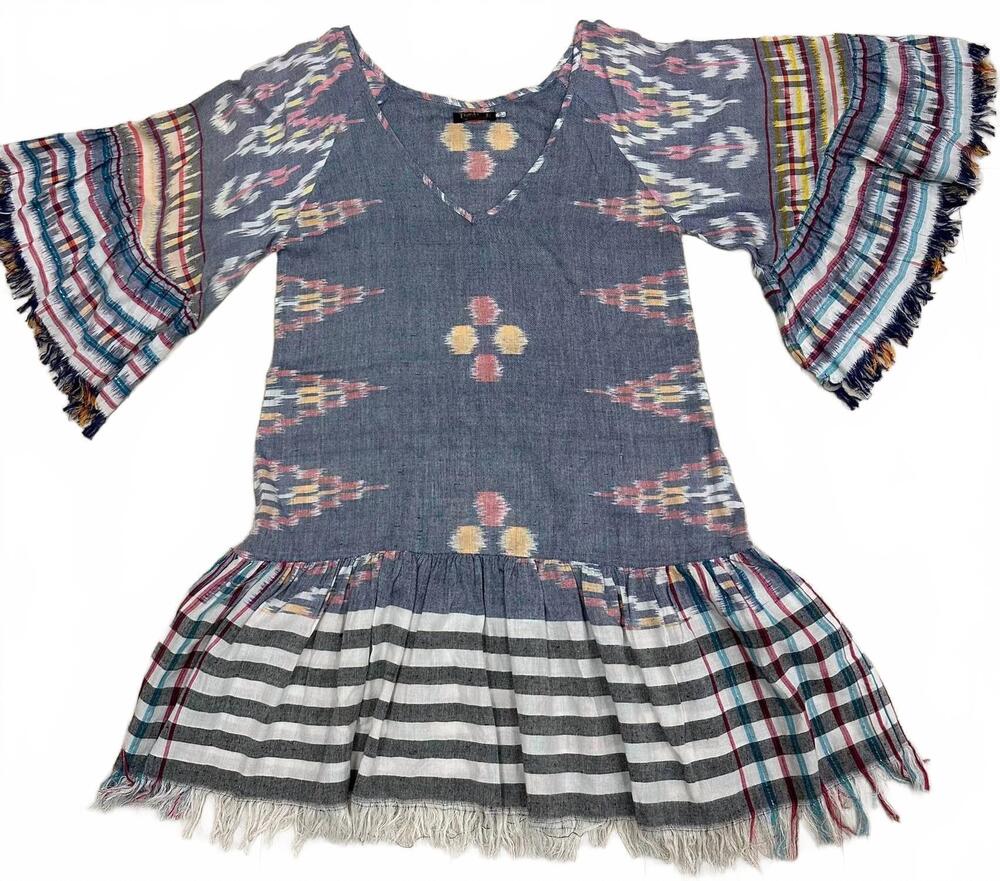 NEW ERIKA PEÑA women's margarita ikat dress in denim